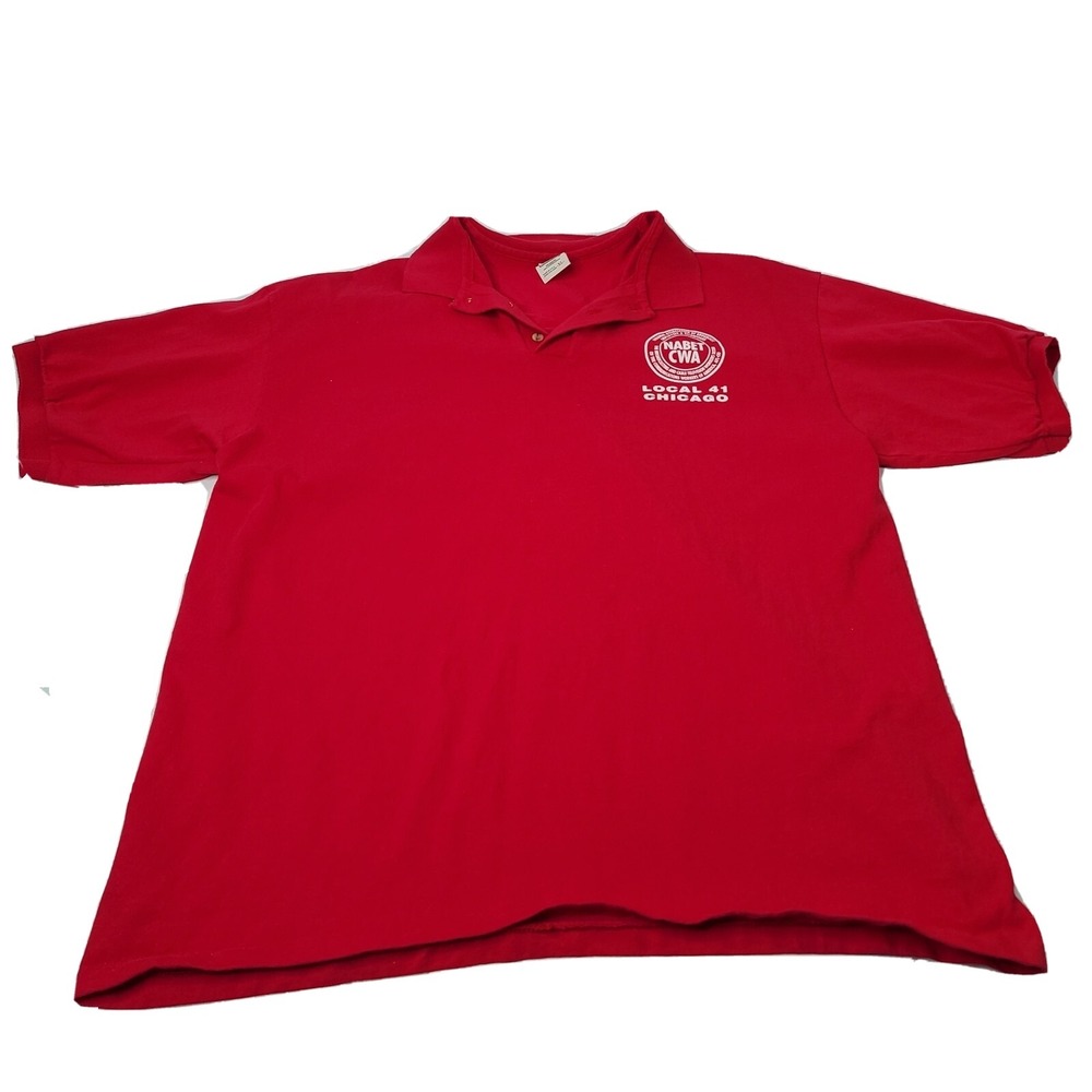 Vintage NABET CWA Local 41 Chicago Polo - Size XL - Red - Cotton Deluxe - USA